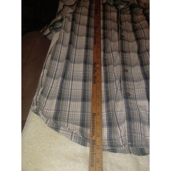 Carhartt Shirt Mens Medium Green Button Up Relaxed Fit Plaid Short Sleeve Pocket - Picture 3 of 5